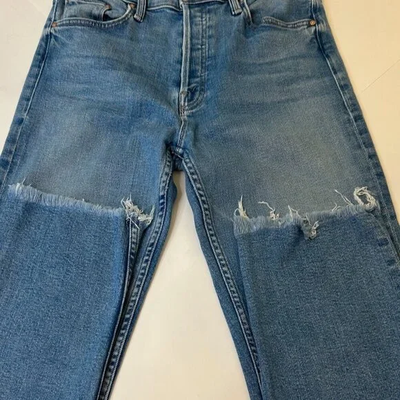 Mother High Rise Tomcat Flood Fray Flag Me DownStraight Leg Jeans Size 29